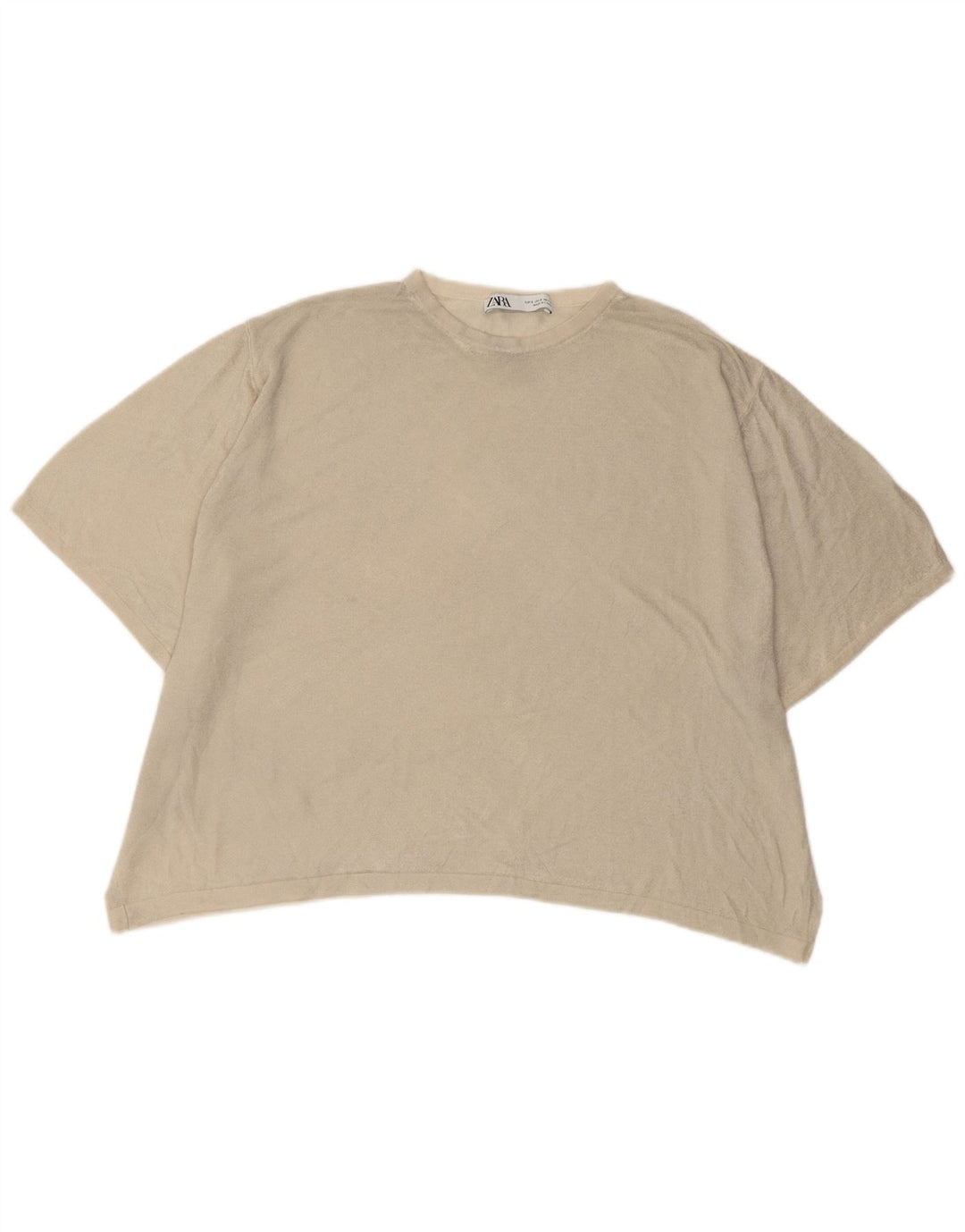 ZARA Womens Oversized T-Shirt Top UK 10 Small Off White