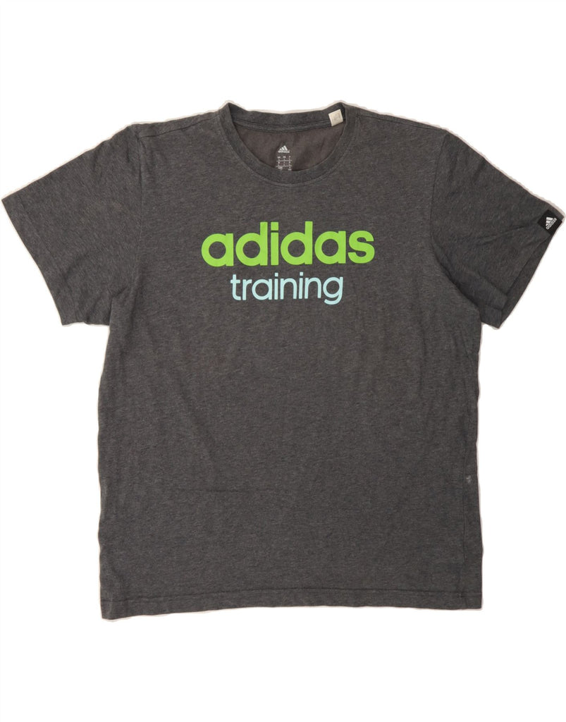 ADIDAS Mens Climalite Graphic T-Shirt Top Large Grey Cotton Vintage Adidas and Second-Hand Adidas from Messina Hembry 
