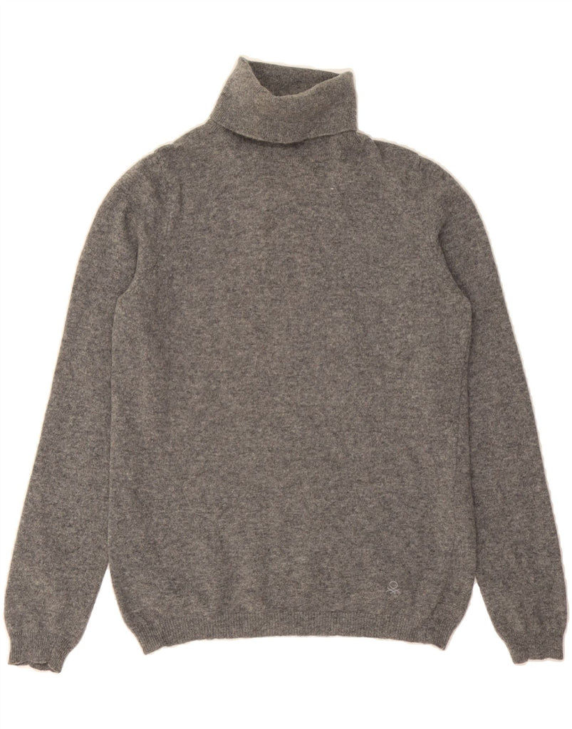 BENETTON Womens Roll Neck Jumper Sweater UK 12 Medium Grey Wool Vintage Benetton and Second-Hand Benetton from Messina Hembry 
