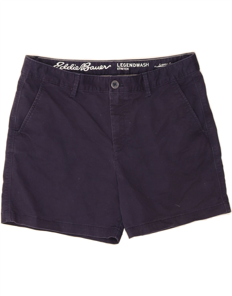 EDDIE BAUER Womens Slightly Curvy Chino Shorts US 10 Large W34  Navy Blue Vintage Eddie Bauer and Second-Hand Eddie Bauer from Messina Hembry 