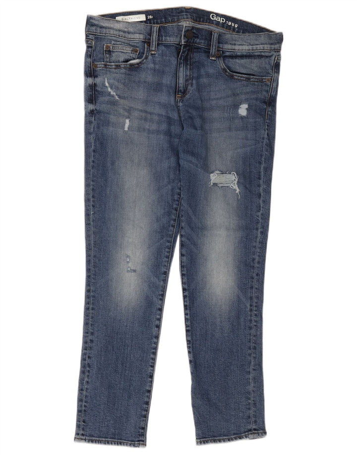 Gap Womens Girlfriend Distressed Slim Jeans W28 L26 Blue Cotton