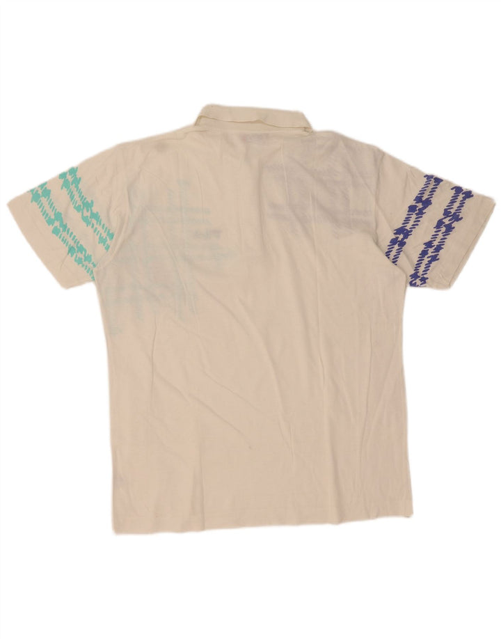 Fila Mens Polo Shirt IT 50 Medium White Geometric