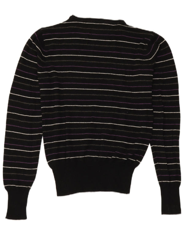 Americanino Womens Crew Neck Jumper Sweater UK 16 Large Black Striped Wool