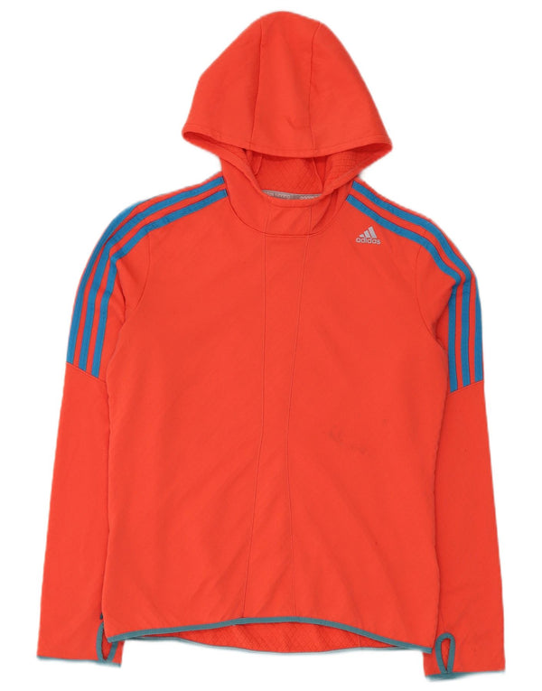 Adidas Womens Hoodie Jumper UK 14 Medium Red Polyester