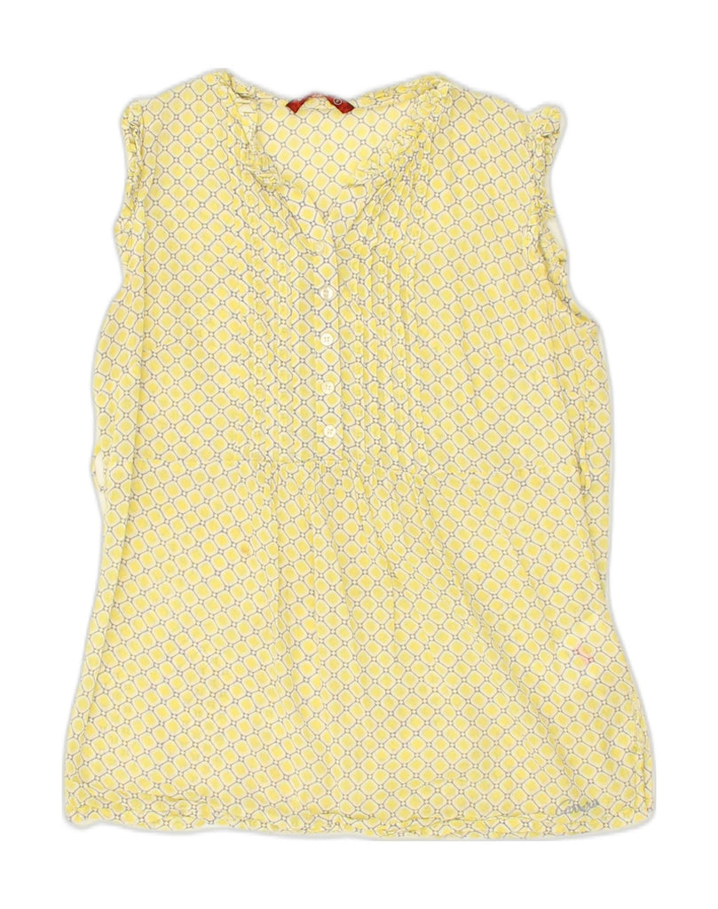 CARRERA Womens Sleeveless Blouse Top UK 8 Small Yellow Floral Cotton | Vintage Carrera | Thrift | Second-Hand Carrera | Used Clothing | Messina Hembry 