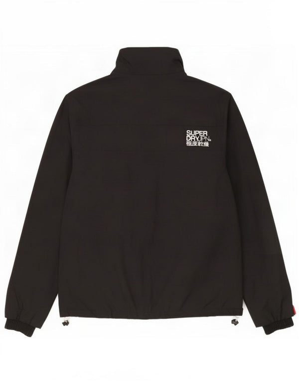 Superdry Womens The Windcheater Windbreaker Jacket UK 16 Large Black Nylon