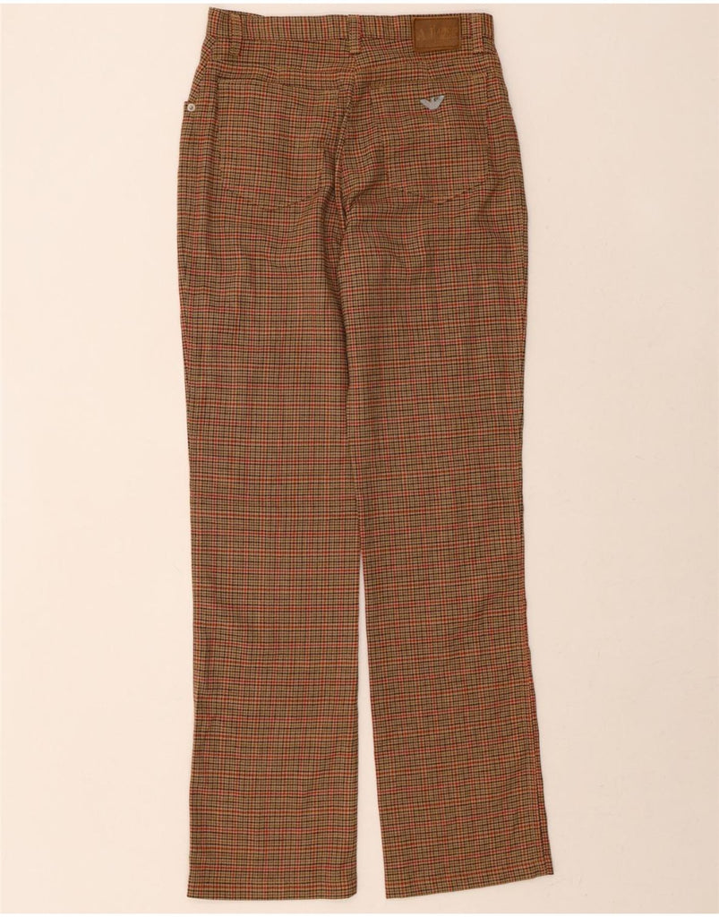 ARMANI JUNIOR Girls Casual Trousers 11-12 Years W27 L31 Brown Plaid Vintage Armani Junior and Second-Hand Armani Junior from Messina Hembry 