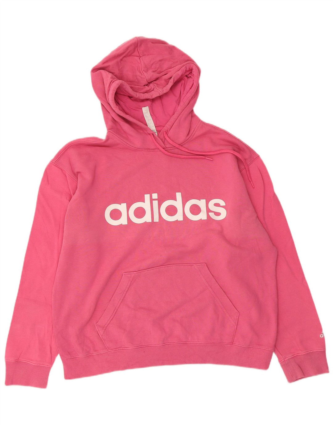 ADIDAS Womens Graphic Hoodie Jumper UK 16/18 Large Pink Cotton