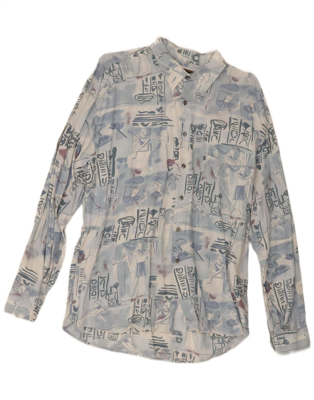 Mac Fashion Mens Abstract Pattern Shirt Large Blue