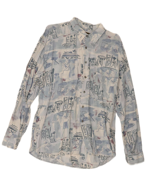 Mac Fashion Mens Abstract Pattern Shirt Large Blue