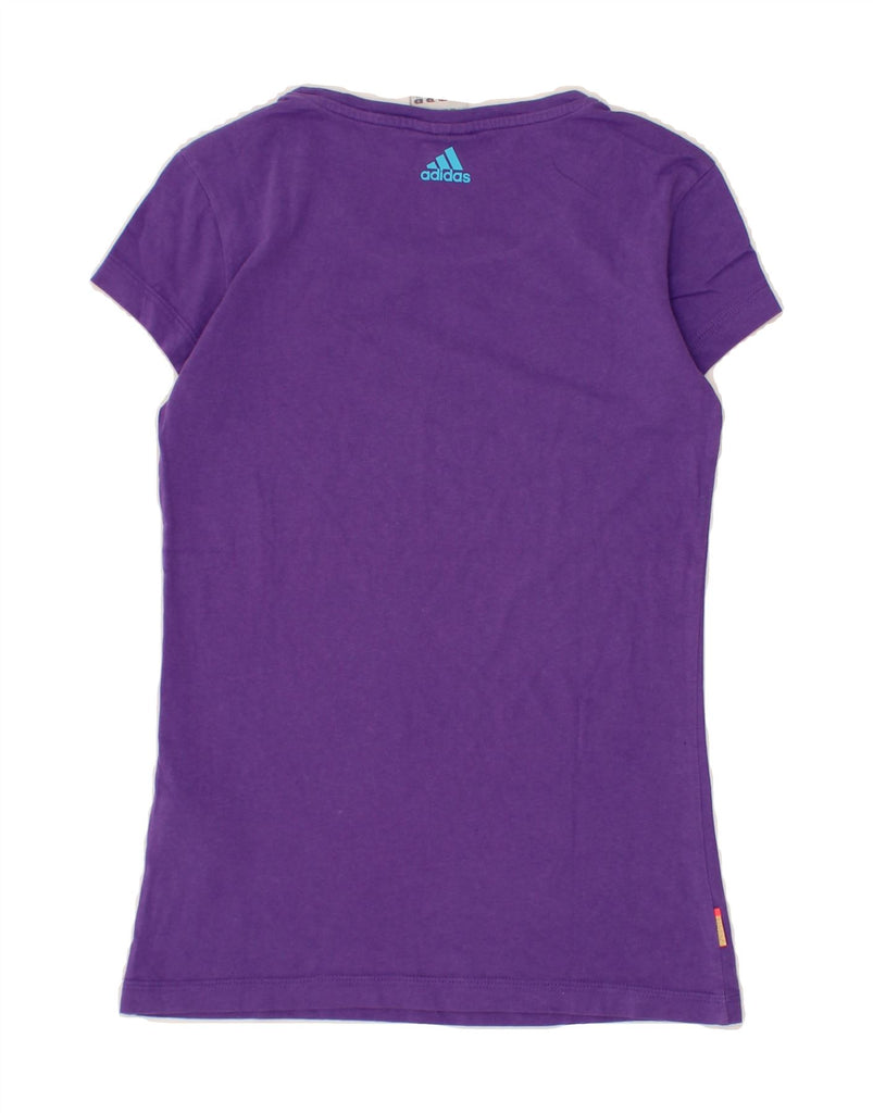 ADIDAS Womens Graphic T-Shirt Top UK 8 Small Purple Cotton Vintage Adidas and Second-Hand Adidas from Messina Hembry 