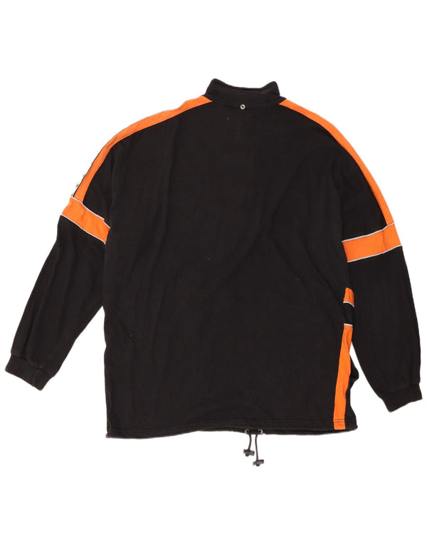 Diadora Mens Button Neck Sweatshirt Jumper XL Black Colourblock Cotton