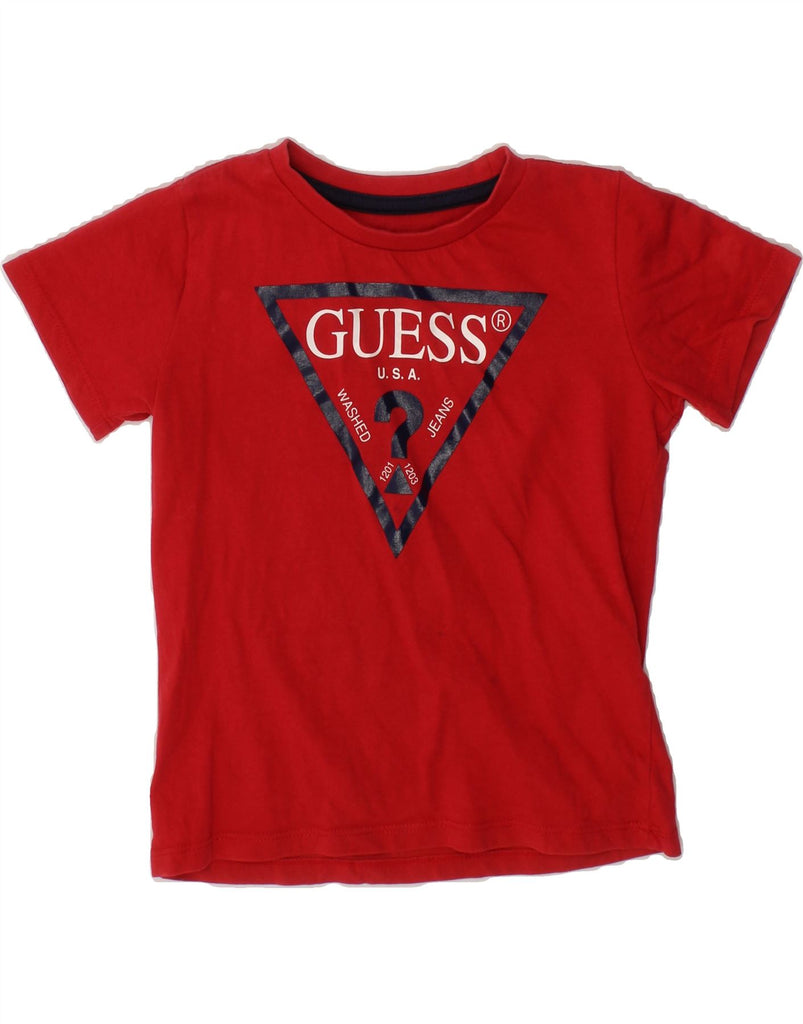 GUESS Girls Graphic T-Shirt Top 3-4 Years Red Cotton Vintage Guess and Second-Hand Guess from Messina Hembry 