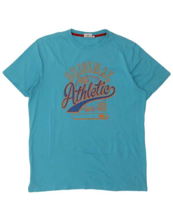 Ellesse Mens Graphic T-Shirt Top XL Blue Cotton