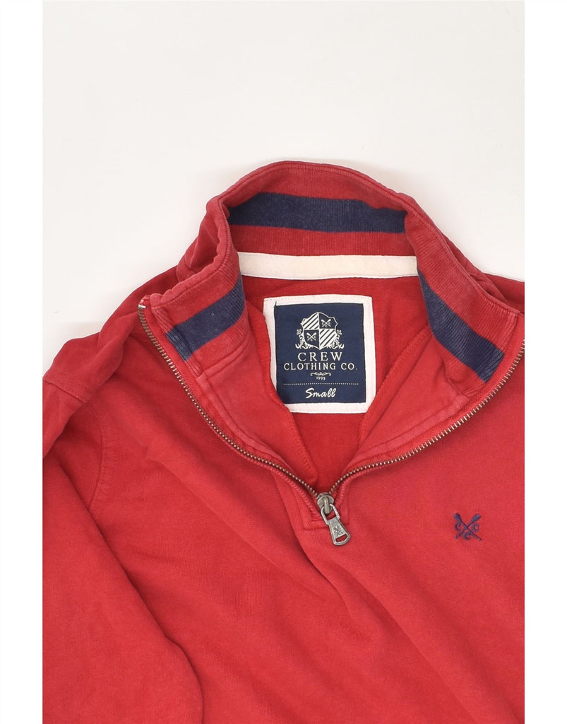 CREW CLOTHING Mens Zip Neck Sweatshirt Jumper Small Red Cotton | Vintage Crew Clothing | Thrift | Second-Hand Crew Clothing | Used Clothing | Messina Hembry 