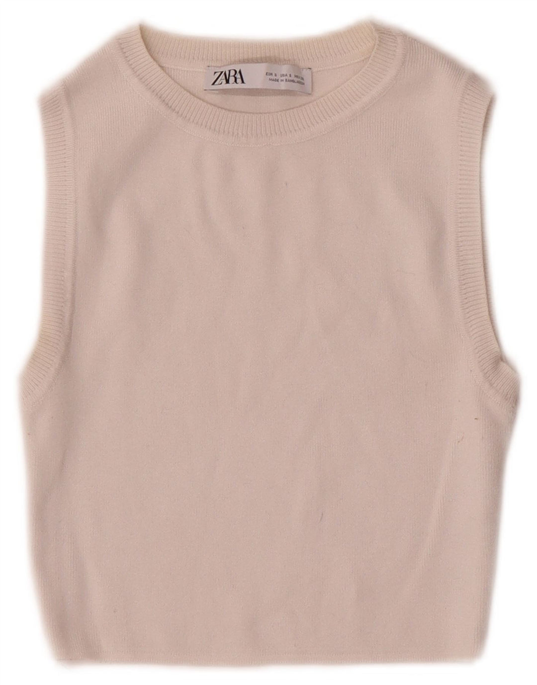 Zara Womens Crop Vest Top UK 8 Small White Viscose