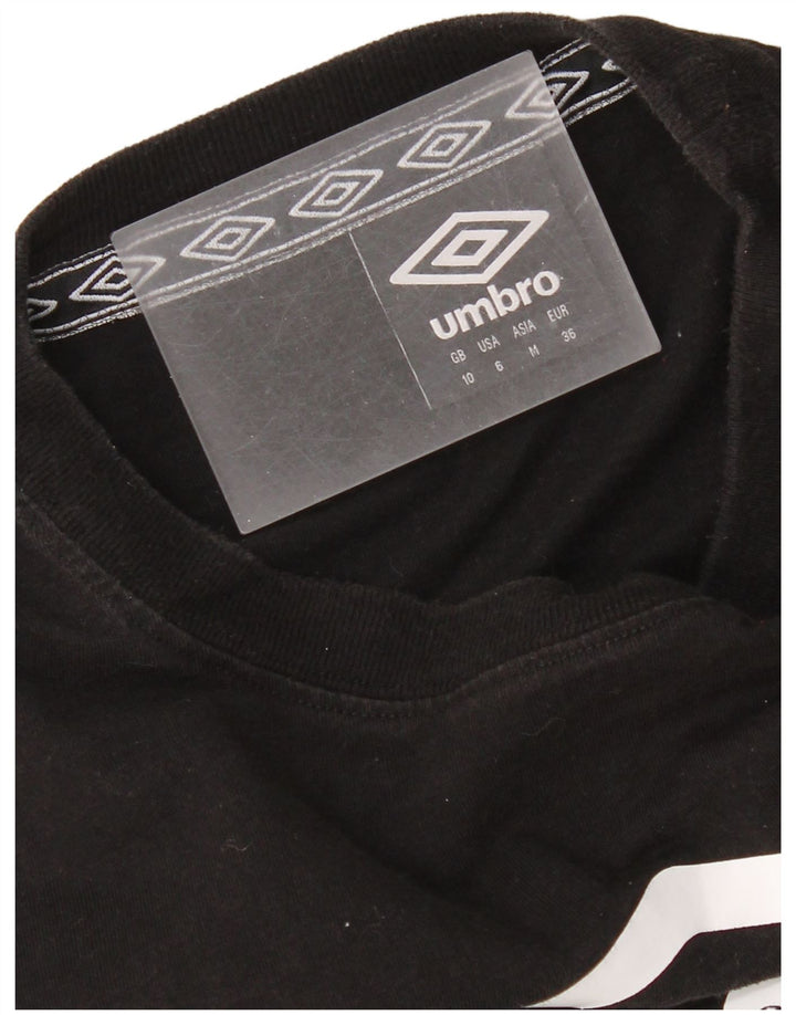 Umbro Womens Crop Oversized Graphic Top Long Sleeve UK 10 Small Black