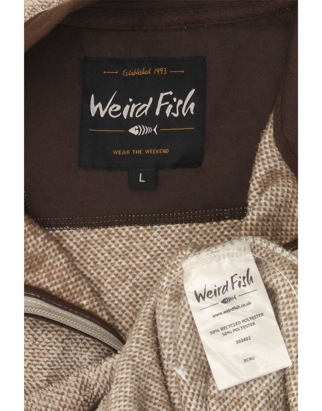 Weird Fish Mens Tracksuit Top Jacket Large Brown Flecked Polyester