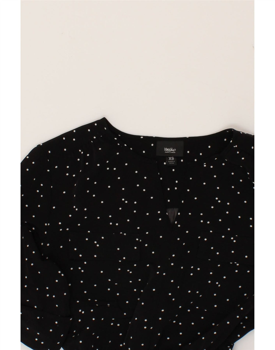MOSSIMO Womens 3/4 Sleeve A-Line Dress UK 6 XS Black Spotted Polyester Vintage Mossimo and Second-Hand Mossimo from Messina Hembry 