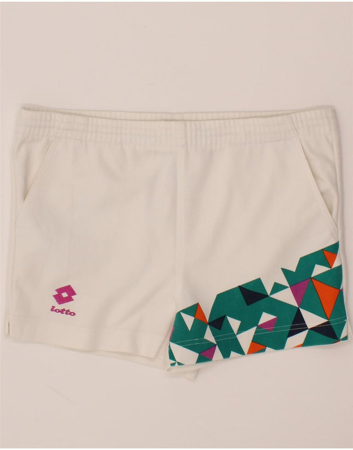 LOTTO Boys Sport Shorts 15-16 Years 2XL White Geometric Polyester Vintage Lotto and Second-Hand Lotto from Messina Hembry 