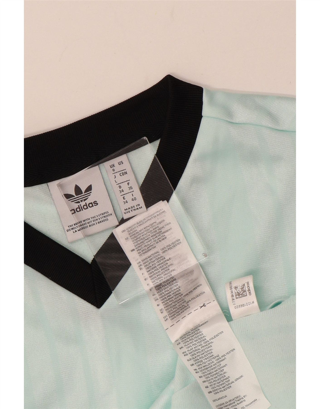 ADIDAS Womens T-Shirt Top UK 8 Small Turquoise Striped Polyester