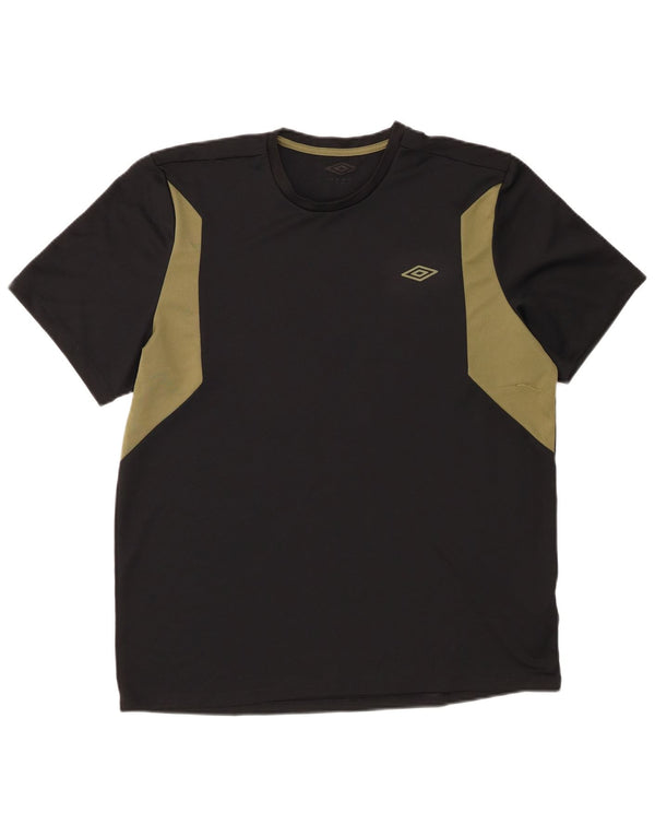 Umbro Mens T-Shirt Top Medium Black Colourblock Polyester