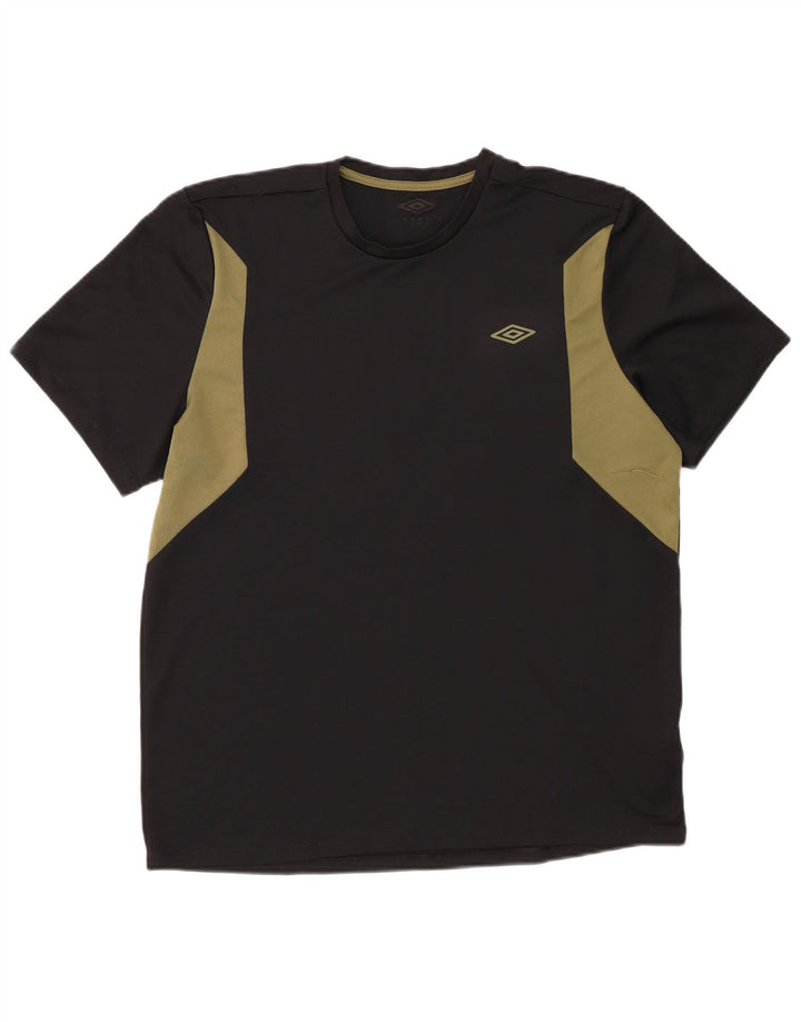 Umbro Mens T-Shirt Top Medium Black Colourblock Polyester