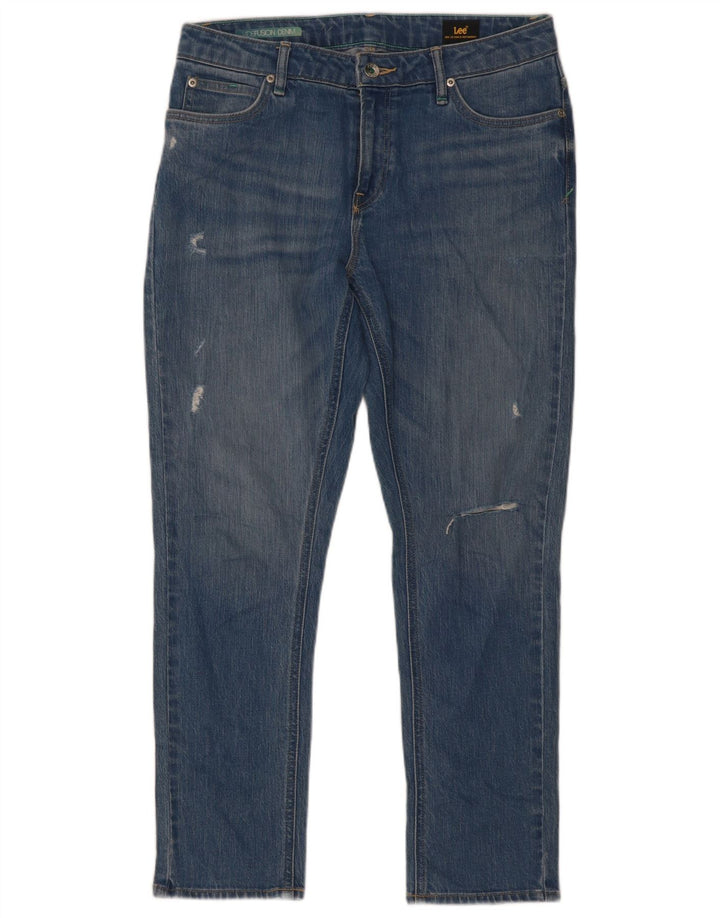 Lee Womens Distressed Slim Jeans W27 L26 Blue Cotton