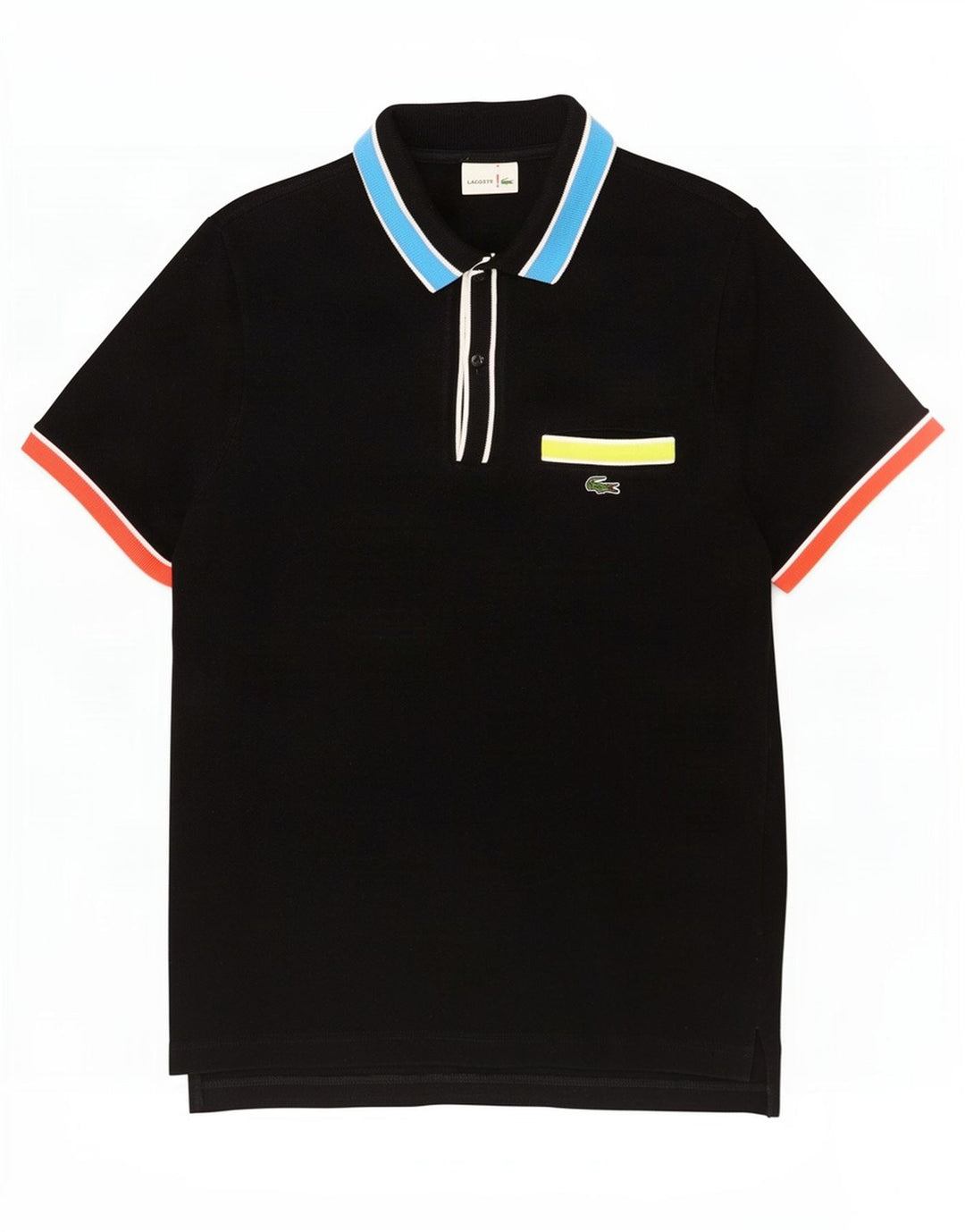 Lacoste Mens Polo Shirt Size 4 Medium Black Colourblock Cotton