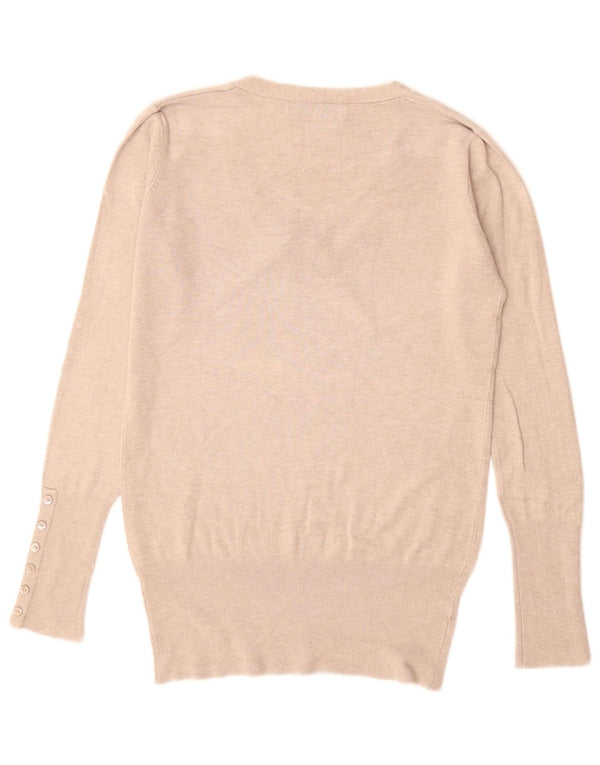 ZARA Womens V-Neck Jumper Sweater UK 12 Medium Beige