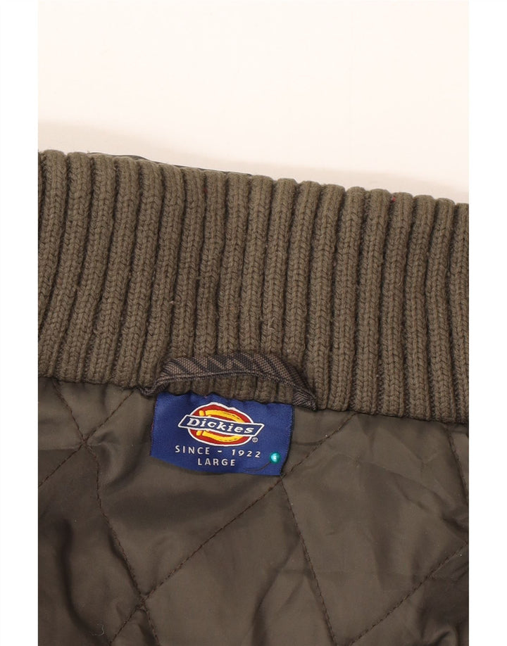 Dickies Womens Hooded Bomber Padded Jacket UK 14 Large Grey Houndstooth