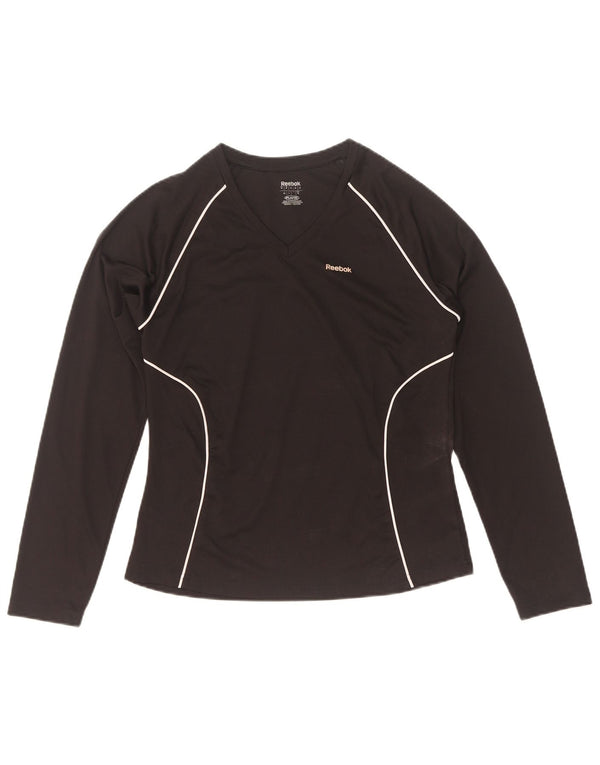 Reebok Womens Top Long Sleeve UK 12 Medium Black Polyester