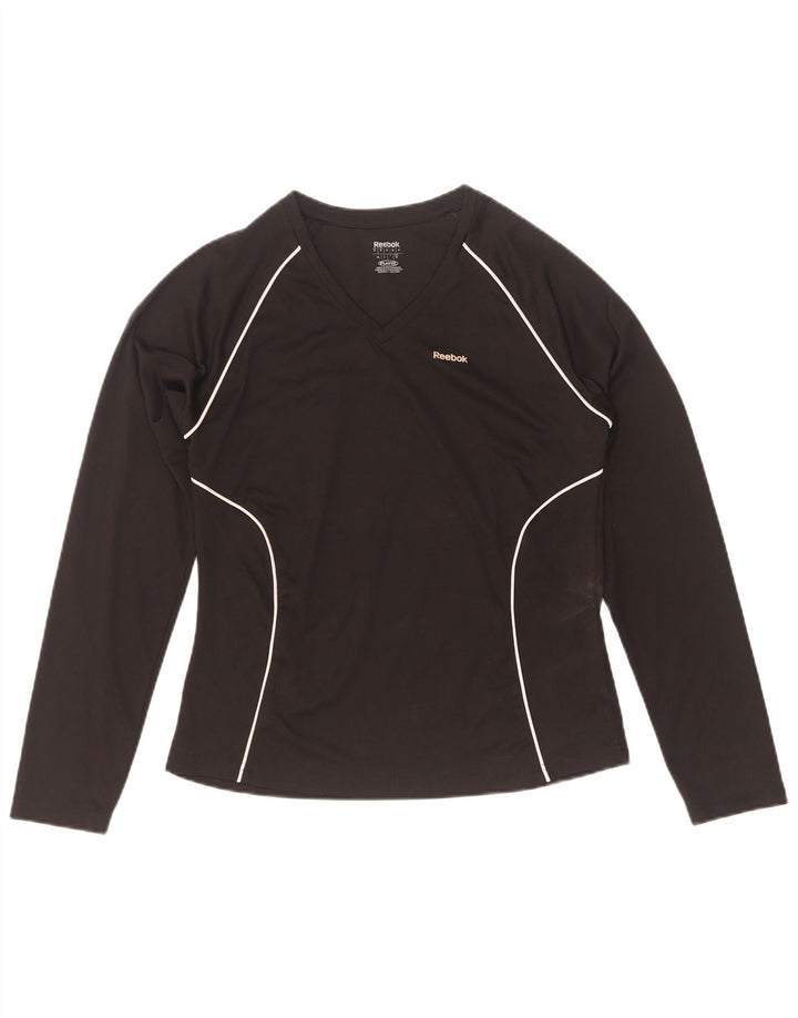 Reebok Womens Top Long Sleeve UK 12 Medium Black Polyester