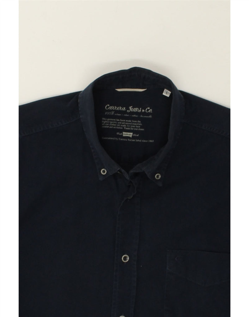 CARRERA Mens Shirt Large Navy Blue Cotton | Vintage Carrera | Thrift | Second-Hand Carrera | Used Clothing | Messina Hembry 