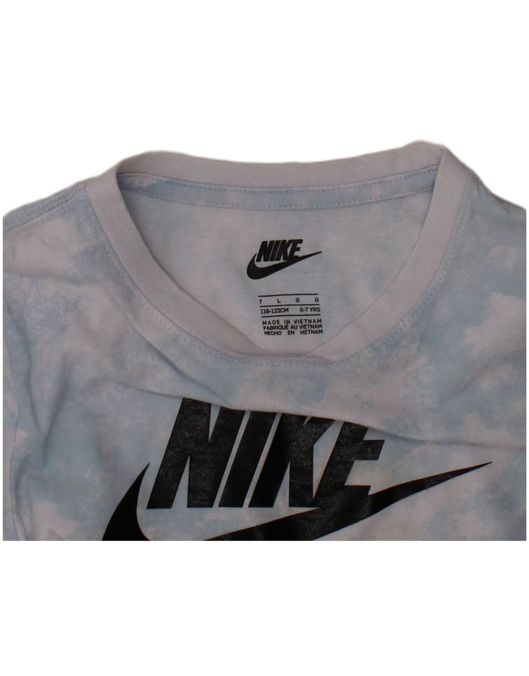 NIKE Boys Graphic T-Shirt Top 6-7 Years Large Blue Tie Dye
