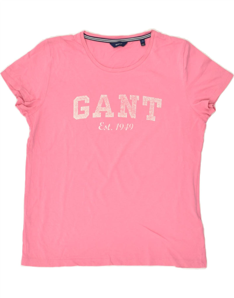 GANT Womens Graphic T-Shirt Top UK 16 Large Pink Cotton | Vintage Gant | Thrift | Second-Hand Gant | Used Clothing | Messina Hembry 