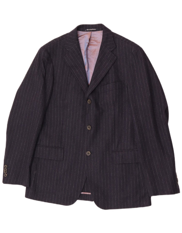 Brooksfield Mens 3 Button Blazer Jacket IT 50 Large Navy Blue Pinstripe