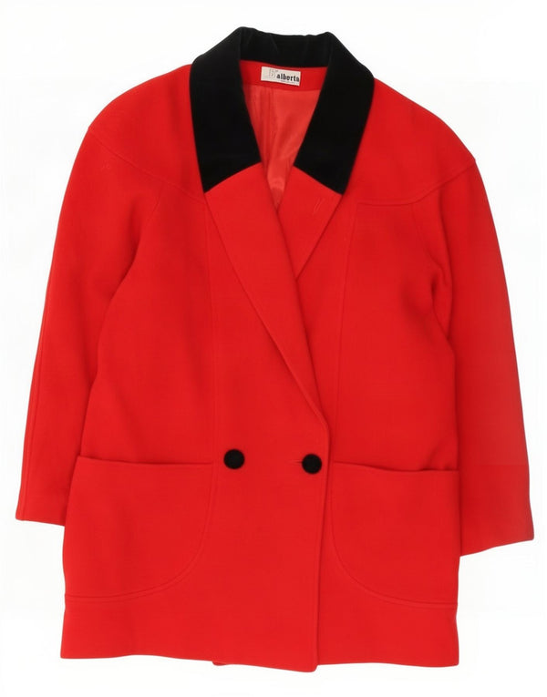 Vintage Womens Double Breasted Coat IT 46 Large Red Wool