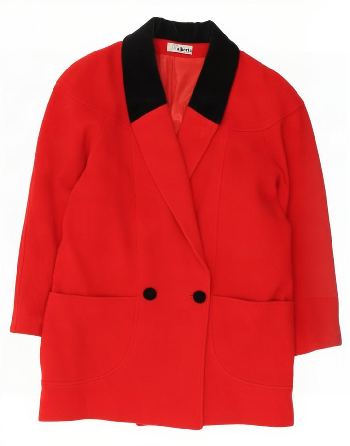 Vintage Womens Double Breasted Coat IT 46 Large Red Wool