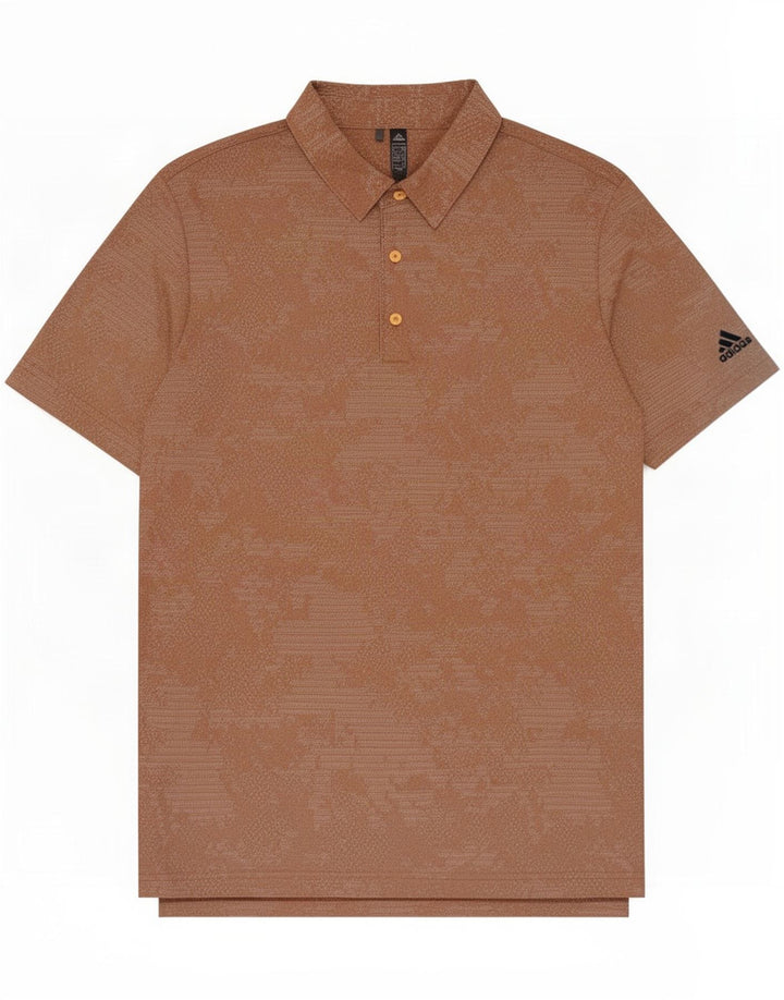 Adidas Mens Polo Shirt Large Brown Geometric Polyester