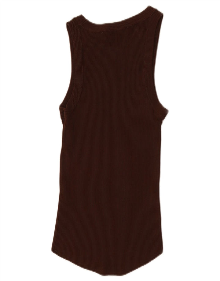 Zara Womens Vest Top UK 8 Small Brown Viscose