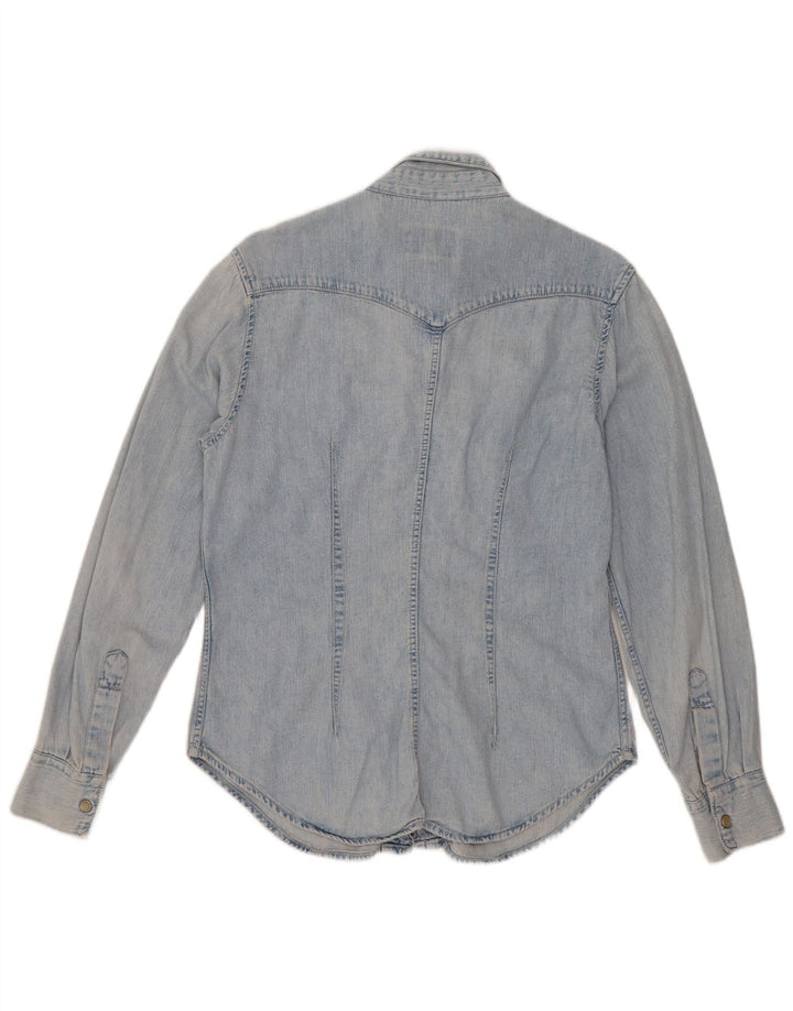 Rifle Womens Denim Shirt UK 14 Medium Blue Cotton