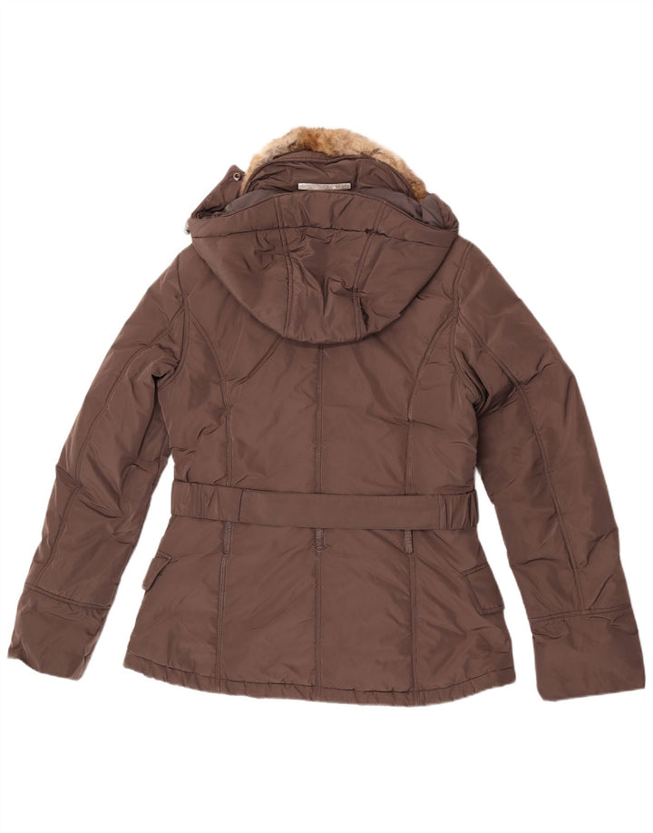 Slam Womens Hooded Padded Jacket UK 16 Large Brown Polyester