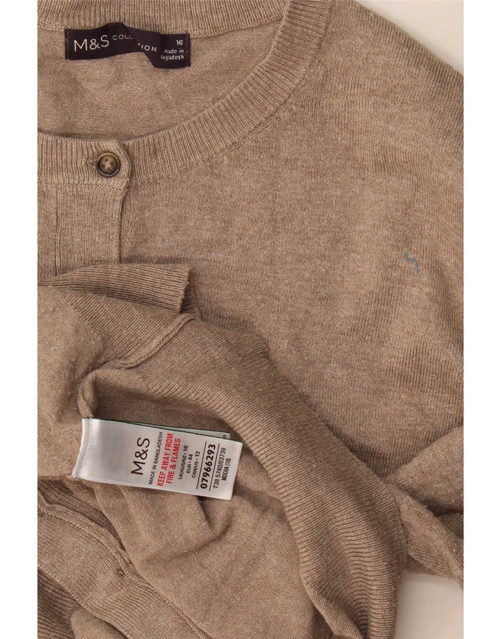 Marks & Spencer Womens Cardigan Sweater UK 16 Large Brown Viscose