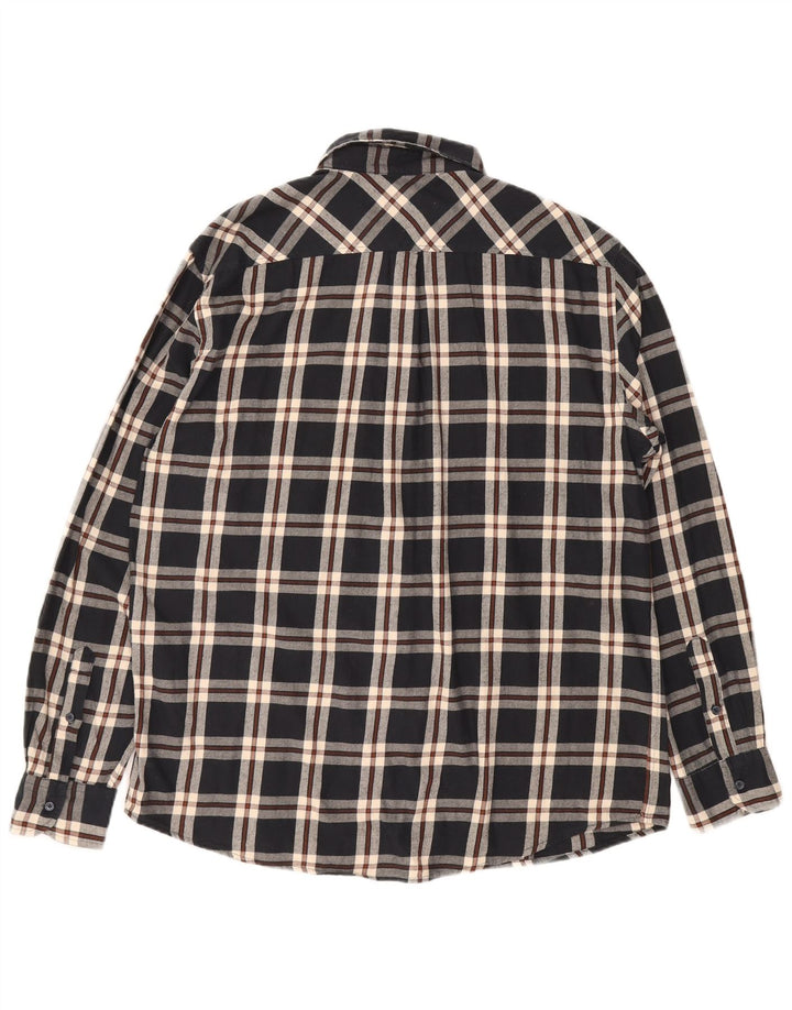 DAKS Mens Regular Fit Flannel Shirt 2XL Navy Blue Check Cotton