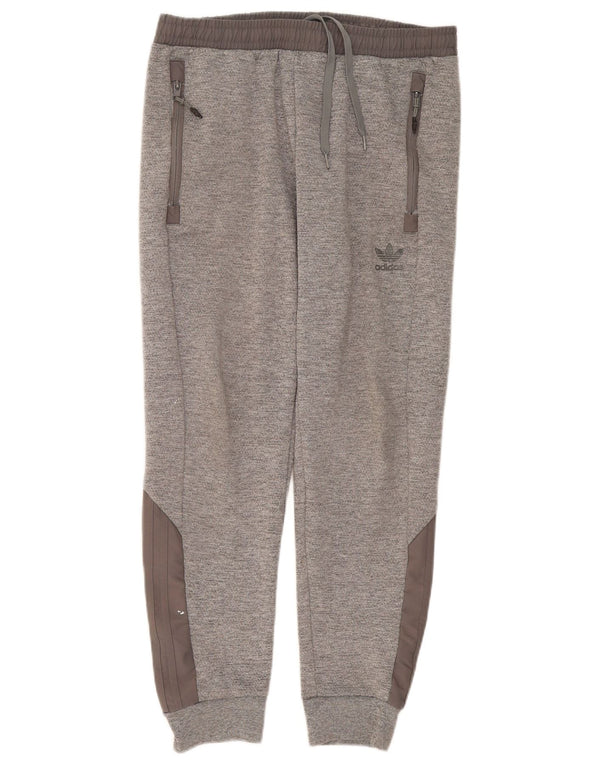 Adidas Mens Tracksuit Trousers Joggers Medium Grey Colourblock Polyester