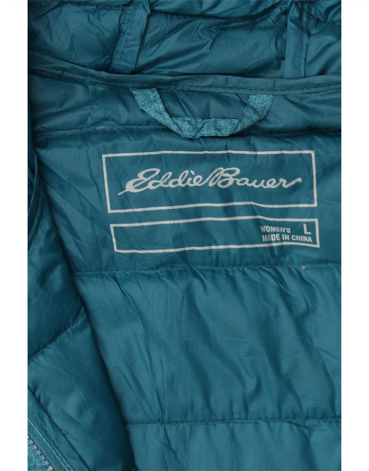 EDDIE BAUER Womens Hooded Padded Coat UK 14 Large Blue