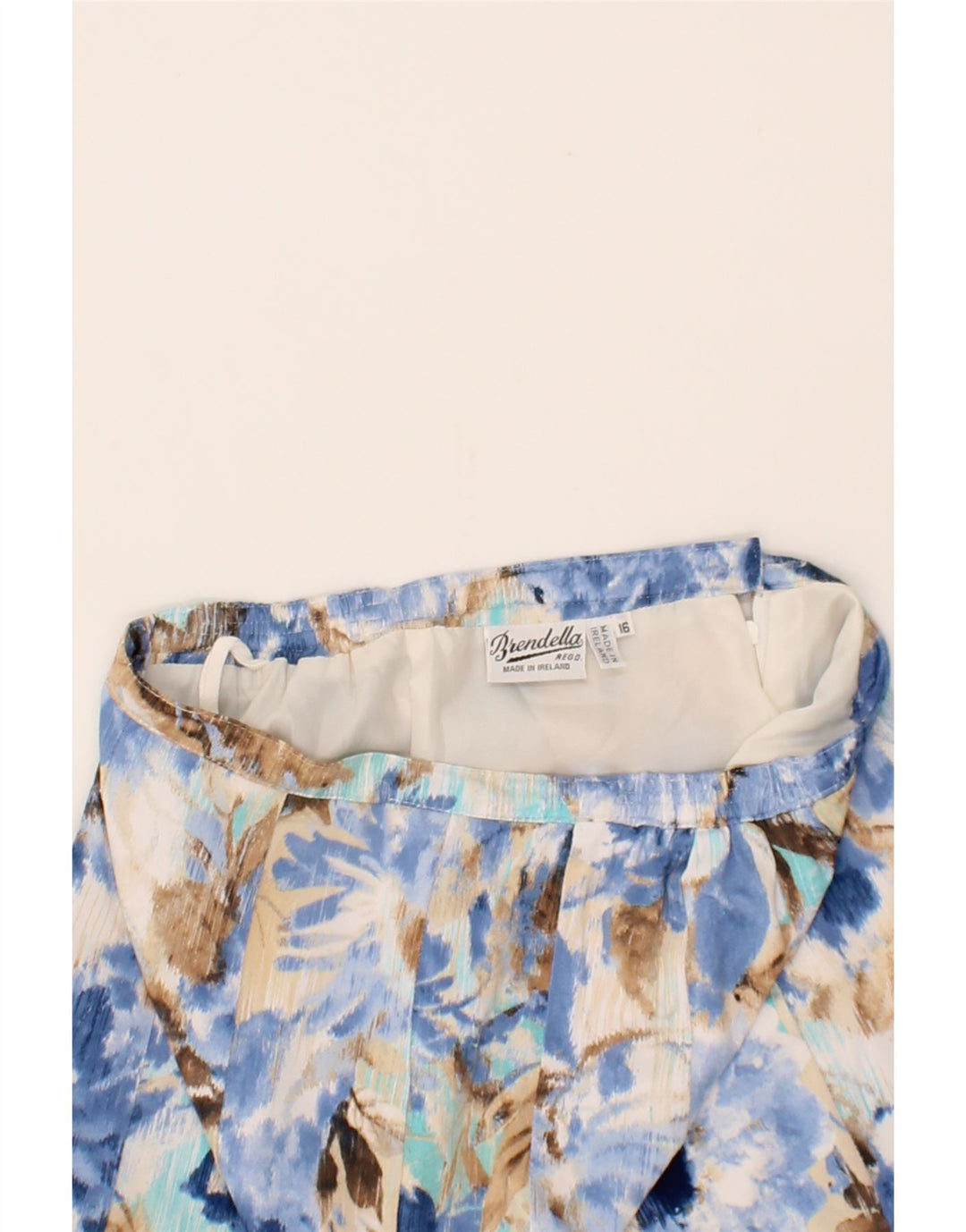 BRENDELLA Womens A-Line Skirt UK 16 Large W30  Blue Tie Dye Polyester Vintage Brendella and Second-Hand Brendella from Messina Hembry 