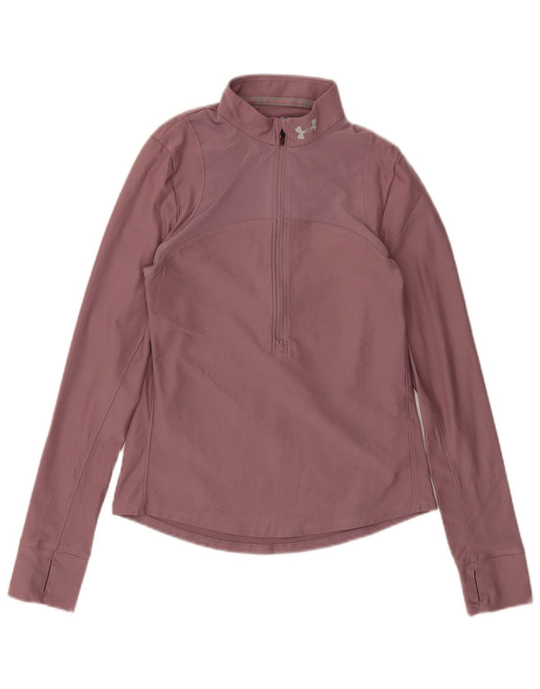 Under Armour Womens Zip Neck Top Long Sleeve UK 6 XS Pink