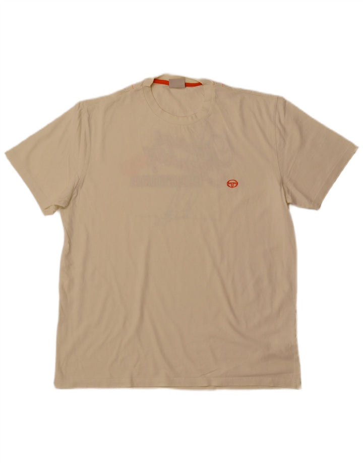 SERGIO TACCHINI Mens Graphic T-Shirt Top XL Off White Cotton